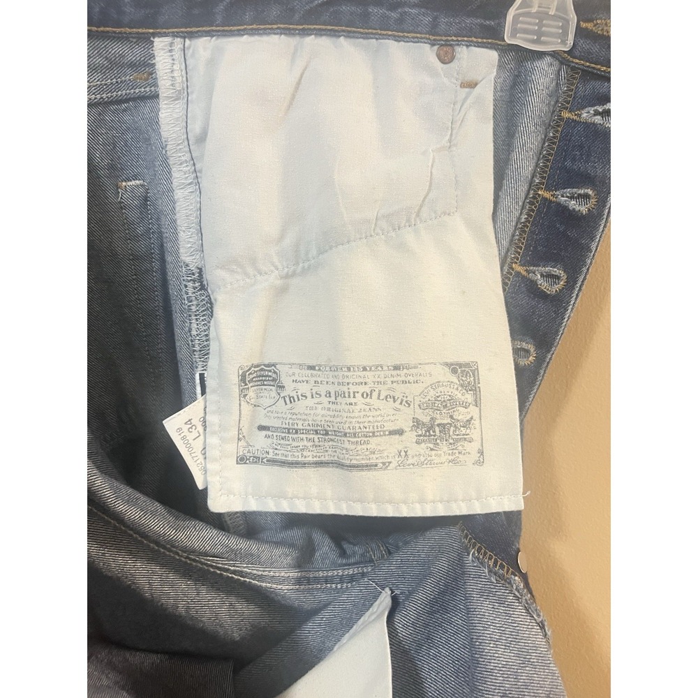 VTG Y2K 2009 Levis 501 Jeans Men 38x31‎ Rigid Indigo Shrink to Fit Raw Mexico - Picture 11 of 11